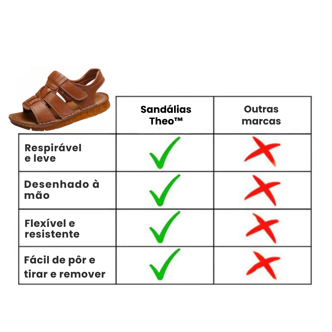 Theo | Sandálias Ortopédicas de Couro Genuíno