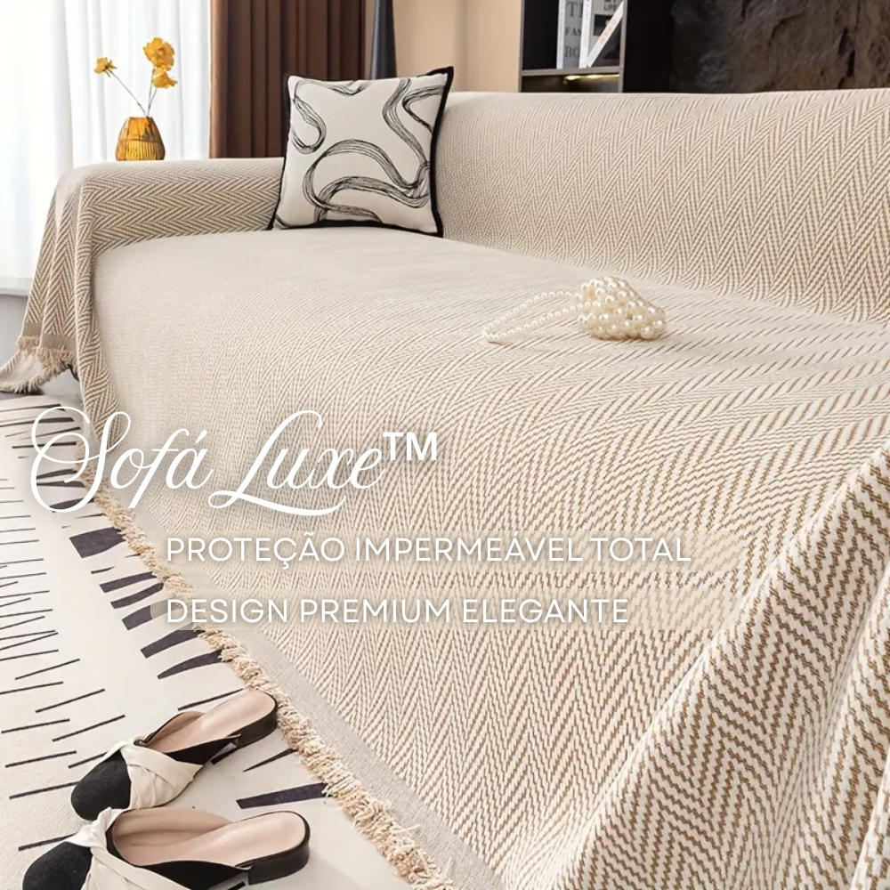 SofáLuxe™ – Capa de Jacquard Chenille com Franjas