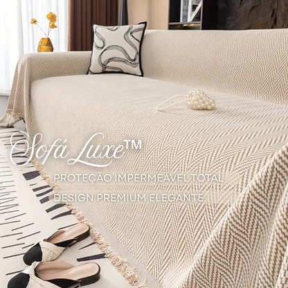 SofáLuxe™ – Capa de Jacquard Chenille com Franjas